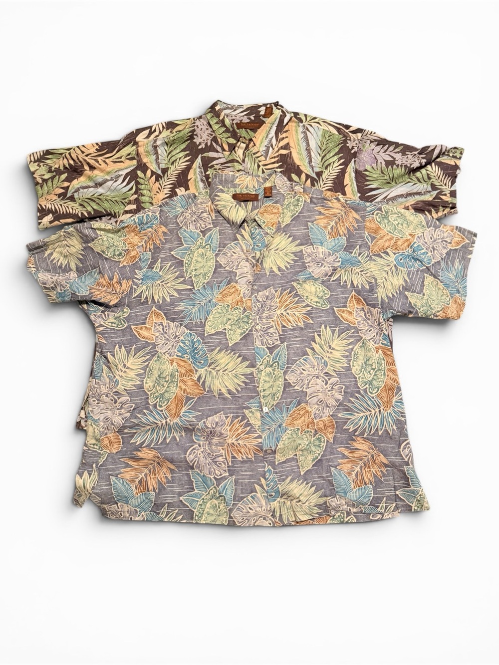 Set of 2 Tori Richard Short-Sleeve Hawaiian Shirts in Brown, Blue, Green and Tan